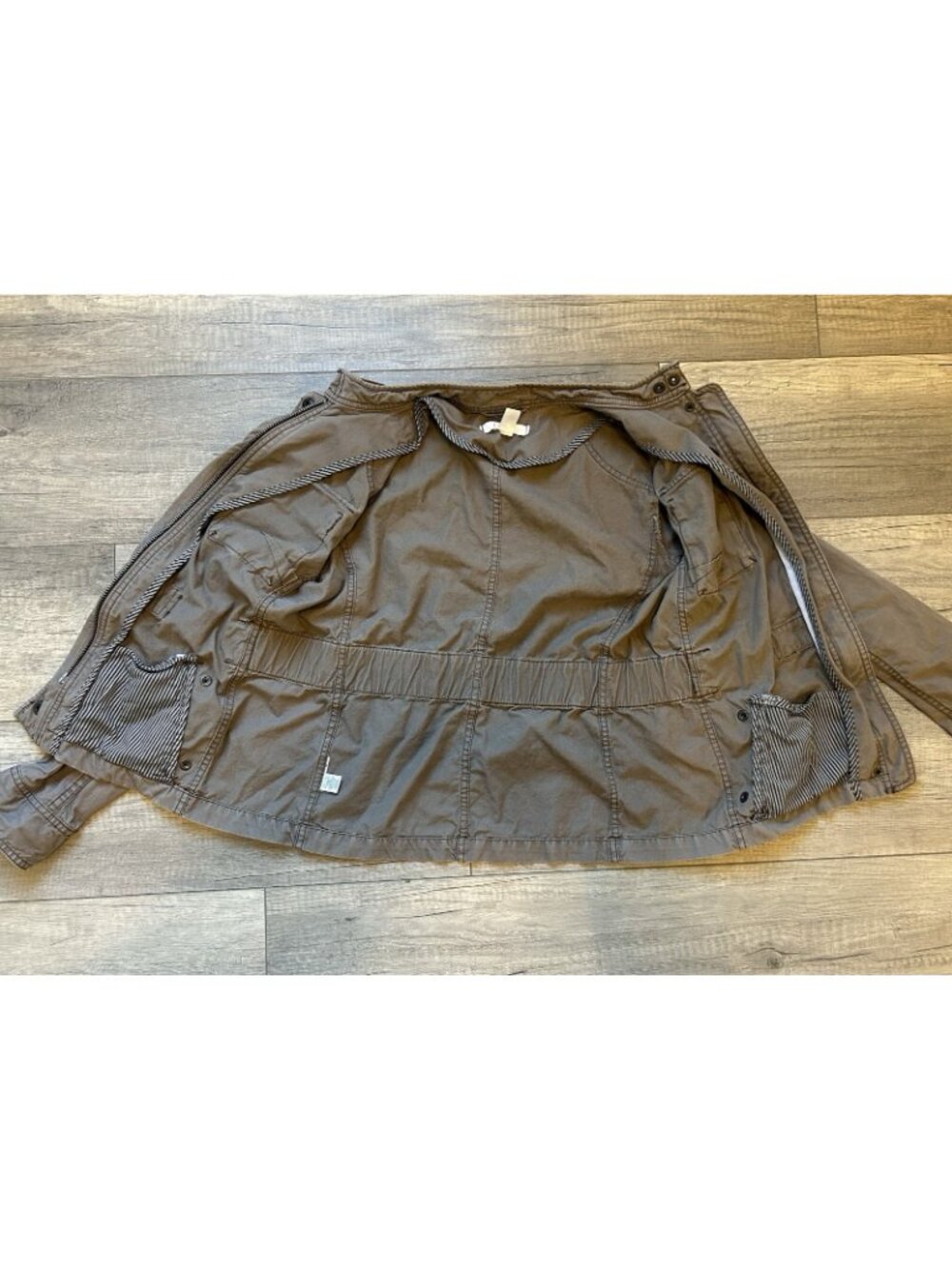 Ann Taylor LOFT Jacket Size 6 Brown Military Style Full Zip Belted Snap Pockets - Picture 8 of 10